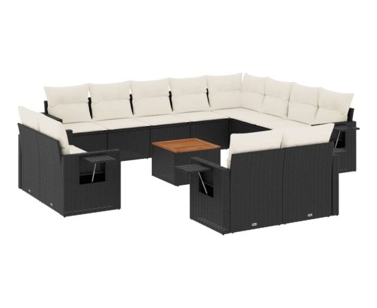 vidaXL 13-cz. zestaw mebli do ogrodu, poduszki, czarny, rattan PE Dārza mēbeļu komplekti