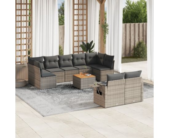 vidaXL 10-cz. zestaw wypoczynkowy do ogrodu, z poduszkami, szary Dārza mēbeļu komplekti