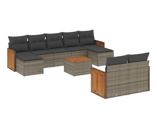 vidaXL 10-cz. zestaw wypoczynkowy do ogrodu, z poduszkami, szary Dārza mēbeļu komplekti