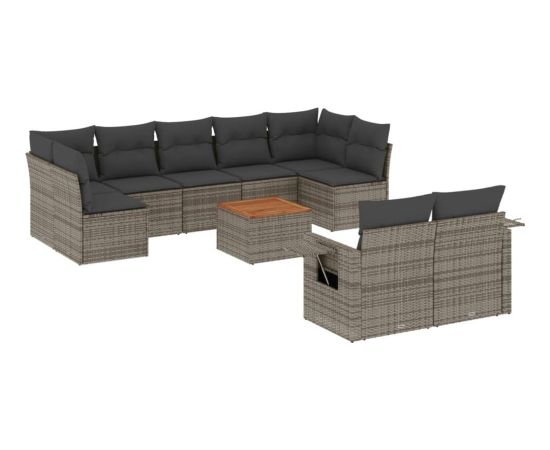 vidaXL 10-cz. zestaw wypoczynkowy do ogrodu, z poduszkami, szary Dārza mēbeļu komplekti