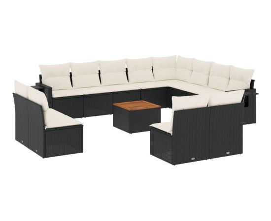 vidaXL 13-cz. zestaw mebli do ogrodu, poduszki, czarny, rattan PE Dārza mēbeļu komplekti