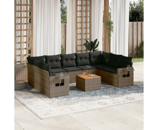 vidaXL 10-cz. zestaw wypoczynkowy do ogrodu, z poduszkami, szary Dārza mēbeļu komplekti