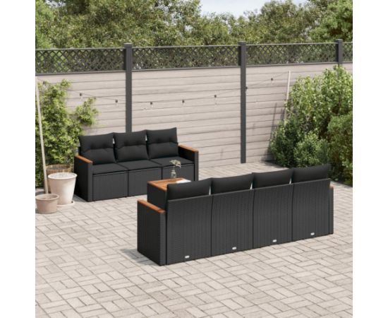 vidaXL 8-cz. zestaw wypoczynkowy do ogrodu, z poduszkami, czarny Dārza mēbeļu komplekti