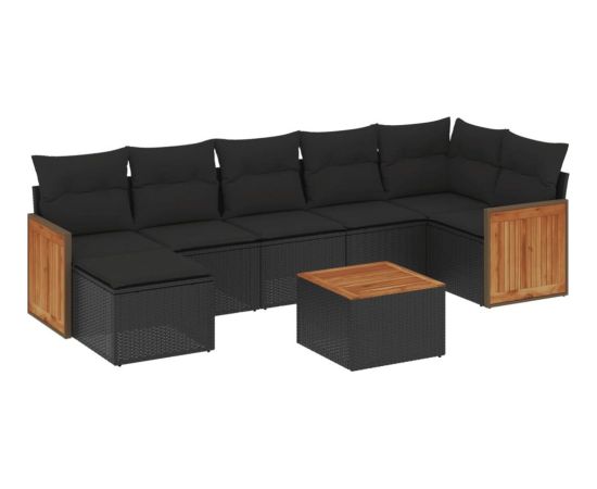 vidaXL 8-cz. zestaw wypoczynkowy do ogrodu, z poduszkami, czarny Dārza mēbeļu komplekti