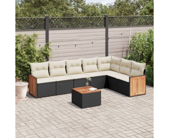 vidaXL 8-cz. zestaw wypoczynkowy do ogrodu, z poduszkami, czarny Dārza mēbeļu komplekti