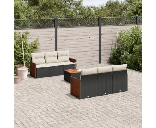 vidaXL 7-cz. zestaw wypoczynkowy do ogrodu, z poduszkami, czarny Dārza mēbeļu komplekti