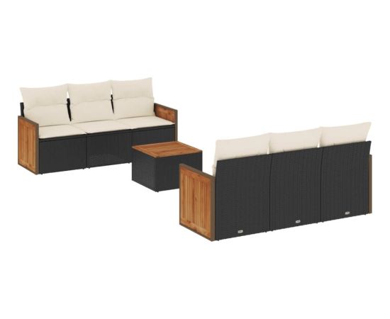 vidaXL 7-cz. zestaw wypoczynkowy do ogrodu, z poduszkami, czarny Dārza mēbeļu komplekti