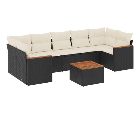 vidaXL 8-cz. zestaw wypoczynkowy do ogrodu, z poduszkami, czarny Dārza mēbeļu komplekti