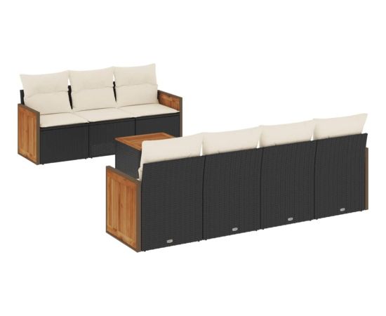 vidaXL 8-cz. zestaw wypoczynkowy do ogrodu, z poduszkami, czarny Dārza mēbeļu komplekti