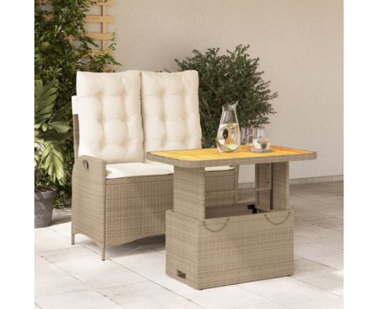 vidaXL 2-cz. zestaw mebli ogrodowych z poduszkami, beżowy, polirattan Dārza mēbeļu komplekti