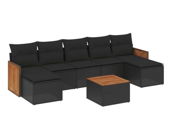 vidaXL 8-cz. zestaw wypoczynkowy do ogrodu, z poduszkami, czarny Dārza mēbeļu komplekti