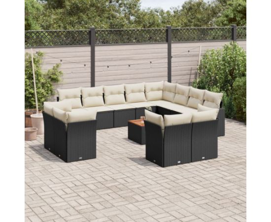 vidaXL 13-cz. zestaw mebli do ogrodu, poduszki, czarny, rattan PE Dārza mēbeļu komplekti