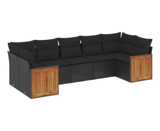 vidaXL 7-cz. zestaw wypoczynkowy do ogrodu, z poduszkami, czarny Dārza mēbeļu komplekti