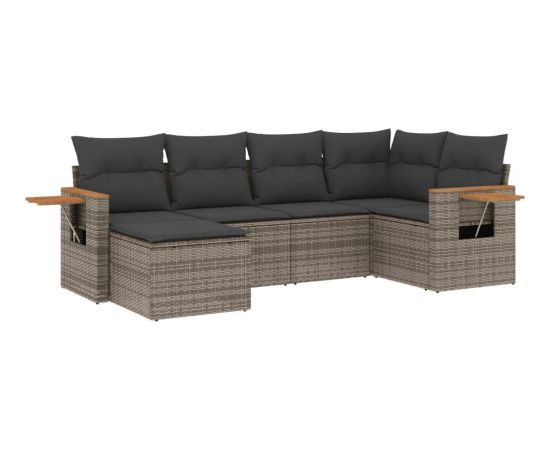 vidaXL 7-cz. zestaw wypoczynkowy do ogrodu, z poduszkami, czarny Dārza mēbeļu komplekti