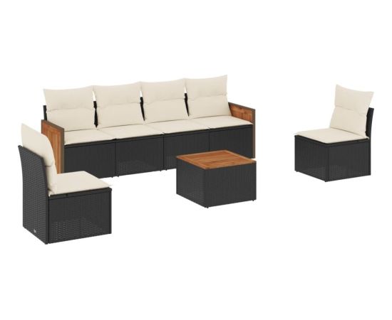 vidaXL 7-cz. zestaw wypoczynkowy do ogrodu, z poduszkami, czarny Dārza mēbeļu komplekti