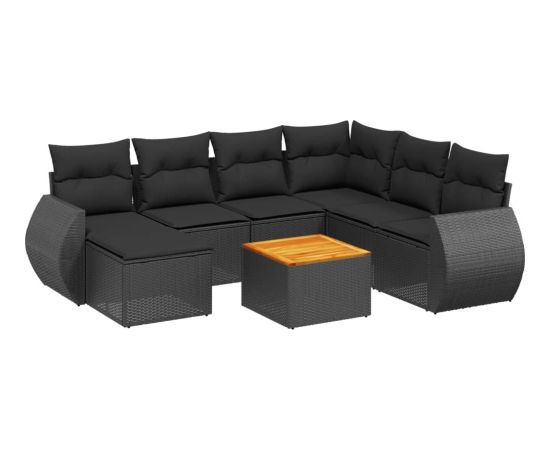 vidaXL 8-cz. zestaw wypoczynkowy do ogrodu, z poduszkami, czarny Dārza mēbeļu komplekti