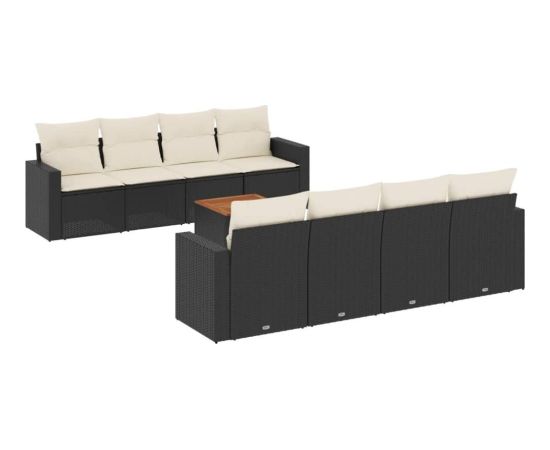 vidaXL 9-cz. zestaw wypoczynkowy do ogrodu, z poduszkami, czarny Dārza mēbeļu komplekti