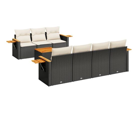 vidaXL 8-cz. zestaw wypoczynkowy do ogrodu, z poduszkami, czarny Dārza mēbeļu komplekti