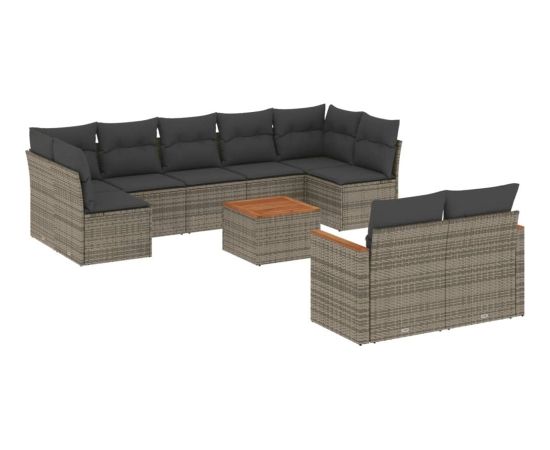 vidaXL 10-cz. zestaw wypoczynkowy do ogrodu, z poduszkami, szary Dārza mēbeļu komplekti