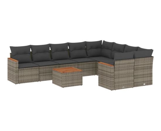 vidaXL 10-cz. zestaw wypoczynkowy do ogrodu, z poduszkami, szary Dārza mēbeļu komplekti