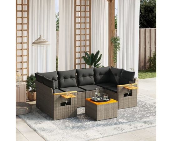 vidaXL 7-cz. zestaw wypoczynkowy do ogrodu, z poduszkami, szary Dārza mēbeļu komplekti