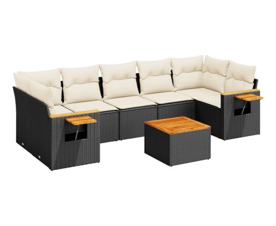 vidaXL 8-cz. zestaw wypoczynkowy do ogrodu, z poduszkami, czarny Dārza mēbeļu komplekti