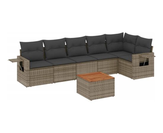 vidaXL 7-cz. zestaw wypoczynkowy do ogrodu, z poduszkami, szary Dārza mēbeļu komplekti