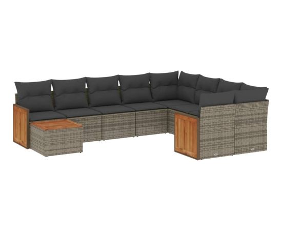 vidaXL 10-cz. zestaw wypoczynkowy do ogrodu, z poduszkami, szary Dārza mēbeļu komplekti