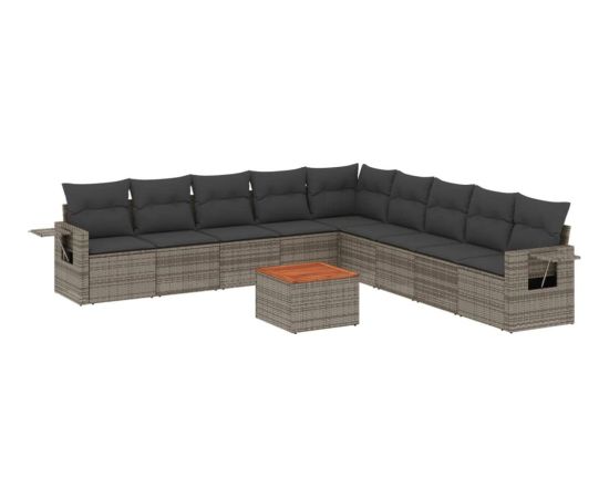 vidaXL 10-cz. zestaw wypoczynkowy do ogrodu, z poduszkami, szary Dārza mēbeļu komplekti