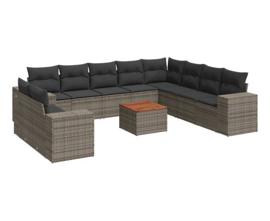 vidaXL 11-cz. zestaw mebli ogrodowych z poduszkami, szary rattan PE Dārza mēbeļu komplekti