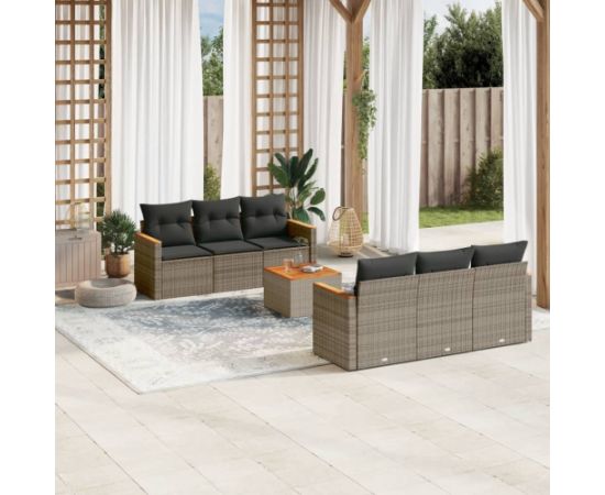 vidaXL 7-cz. zestaw wypoczynkowy do ogrodu, z poduszkami, szary Dārza mēbeļu komplekti