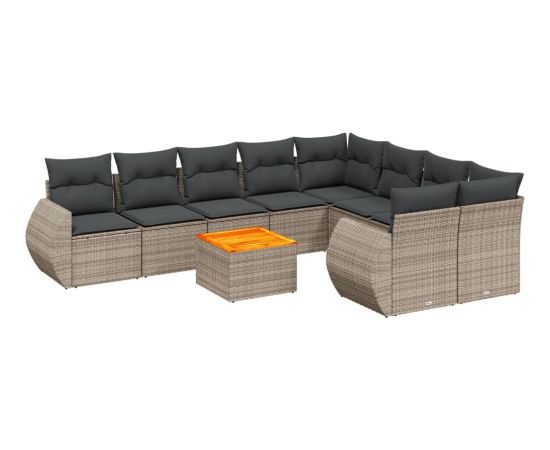 vidaXL 10-cz. zestaw wypoczynkowy do ogrodu, z poduszkami, szary Dārza mēbeļu komplekti