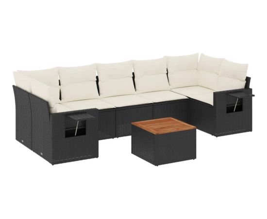 vidaXL 8-cz. zestaw wypoczynkowy do ogrodu, z poduszkami, czarny Dārza mēbeļu komplekti