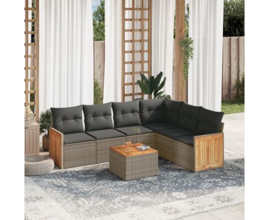 vidaXL 7-cz. zestaw wypoczynkowy do ogrodu, z poduszkami, szary Dārza mēbeļu komplekti