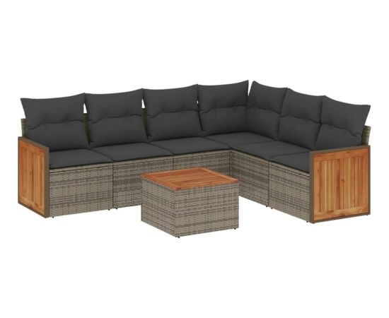 vidaXL 7-cz. zestaw wypoczynkowy do ogrodu, z poduszkami, szary Dārza mēbeļu komplekti