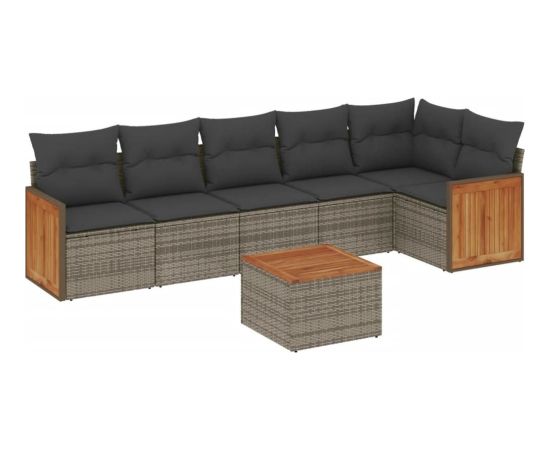 vidaXL 7-cz. zestaw wypoczynkowy do ogrodu, z poduszkami, szary Dārza mēbeļu komplekti