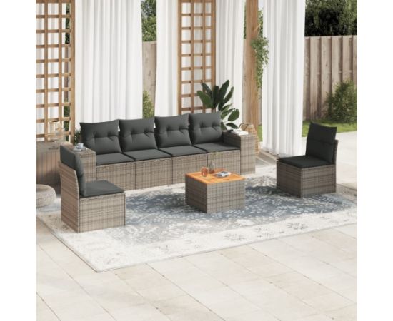 vidaXL 7-cz. zestaw wypoczynkowy do ogrodu, z poduszkami, szary Dārza mēbeļu komplekti