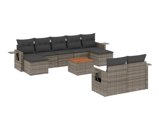 vidaXL 10-cz. zestaw wypoczynkowy do ogrodu, z poduszkami, szary Dārza mēbeļu komplekti