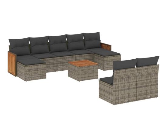 vidaXL 10-cz. zestaw wypoczynkowy do ogrodu, z poduszkami, szary Dārza mēbeļu komplekti