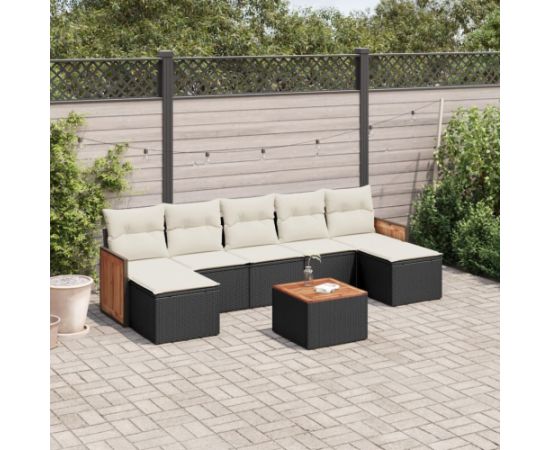 vidaXL 8-cz. zestaw wypoczynkowy do ogrodu, z poduszkami, czarny Dārza mēbeļu komplekti