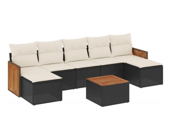 vidaXL 8-cz. zestaw wypoczynkowy do ogrodu, z poduszkami, czarny Dārza mēbeļu komplekti