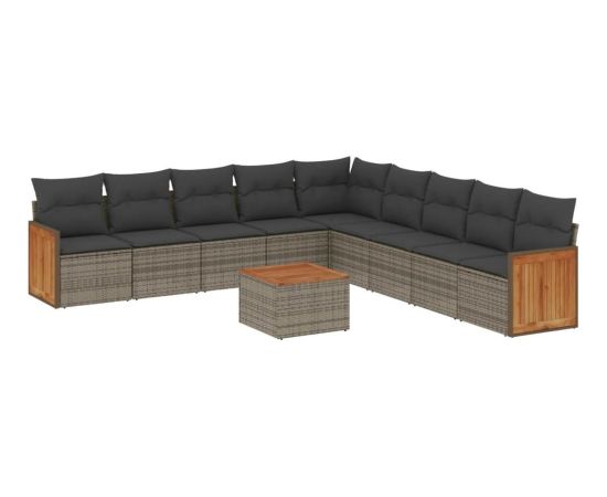 vidaXL 10-cz. zestaw wypoczynkowy do ogrodu, z poduszkami, szary Dārza mēbeļu komplekti