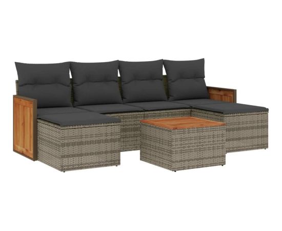 vidaXL 7-cz. zestaw wypoczynkowy do ogrodu, z poduszkami, szary Dārza mēbeļu komplekti