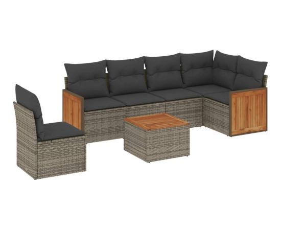 vidaXL 7-cz. zestaw wypoczynkowy do ogrodu, z poduszkami, szary Dārza mēbeļu komplekti