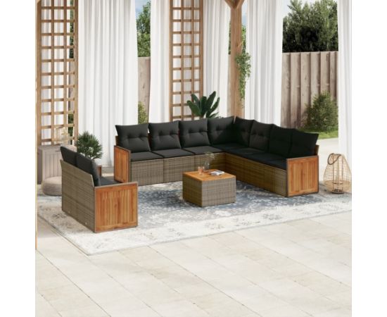 vidaXL 10-cz. zestaw wypoczynkowy do ogrodu, z poduszkami, szary Dārza mēbeļu komplekti