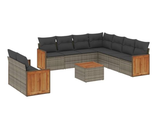 vidaXL 10-cz. zestaw wypoczynkowy do ogrodu, z poduszkami, szary Dārza mēbeļu komplekti