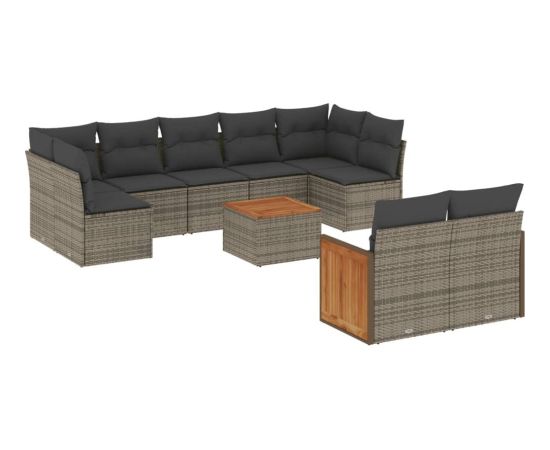 vidaXL 10-cz. zestaw wypoczynkowy do ogrodu, z poduszkami, szary Dārza mēbeļu komplekti