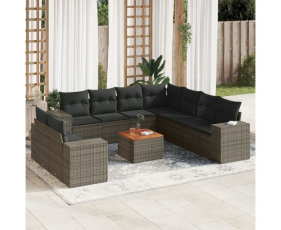 vidaXL 10-cz. zestaw wypoczynkowy do ogrodu, z poduszkami, szary Dārza mēbeļu komplekti