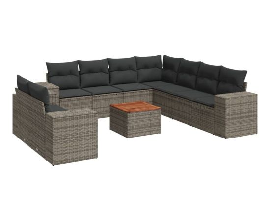 vidaXL 10-cz. zestaw wypoczynkowy do ogrodu, z poduszkami, szary Dārza mēbeļu komplekti