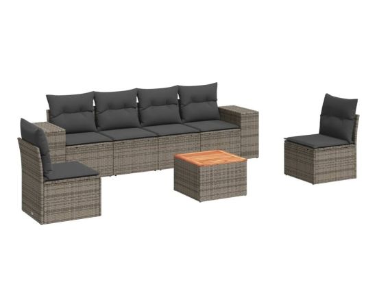 vidaXL 7-cz. zestaw wypoczynkowy do ogrodu, z poduszkami, szary Dārza mēbeļu komplekti